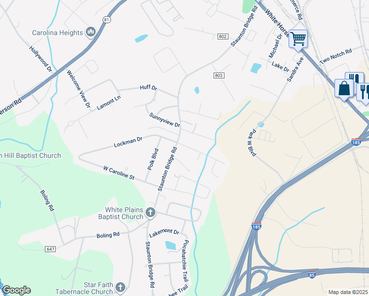 map of restaurants, bars, coffee shops, grocery stores, and more near 6 Cypress Cove Court in Greenville