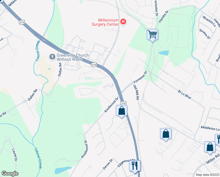 map of restaurants, bars, coffee shops, grocery stores, and more near 901 North Main Street in Mauldin