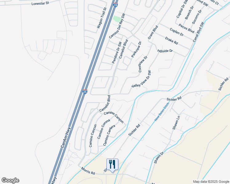 map of restaurants, bars, coffee shops, grocery stores, and more near 1761 Valley View Drive Southwest in Los Lunas