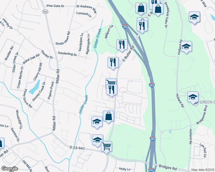 map of restaurants, bars, coffee shops, grocery stores, and more near 60 Centimeters Drive in Mauldin