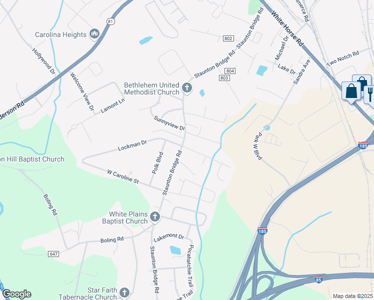 map of restaurants, bars, coffee shops, grocery stores, and more near 6 Cypress Cove Court in Greenville