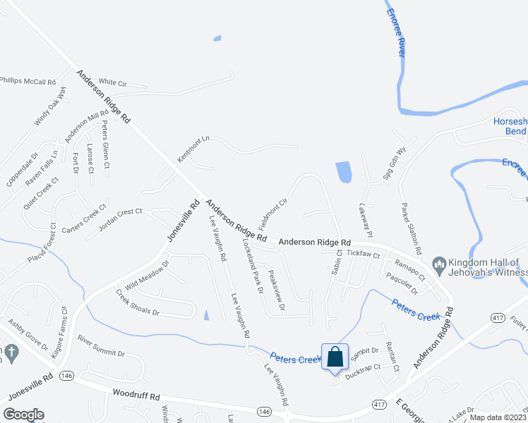 map of restaurants, bars, coffee shops, grocery stores, and more near 136 Fieldmont Circle in Simpsonville