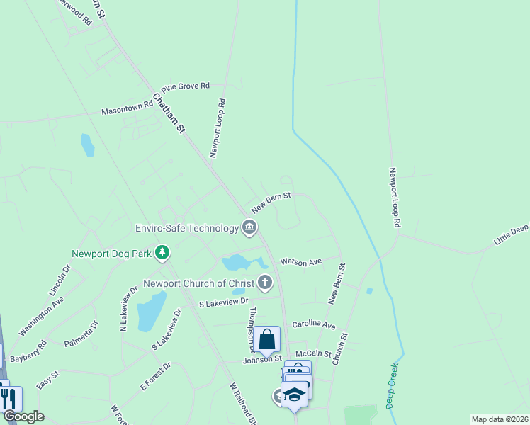 map of restaurants, bars, coffee shops, grocery stores, and more near 478 Chatham Street in Newport