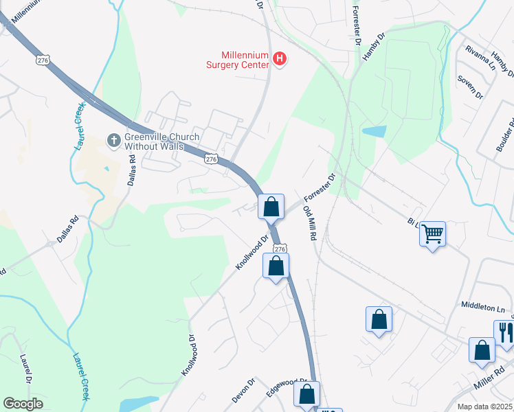 map of restaurants, bars, coffee shops, grocery stores, and more near 901 North Main Street in Mauldin