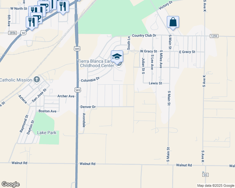 map of restaurants, bars, coffee shops, grocery stores, and more near 1114 Sage in Hereford