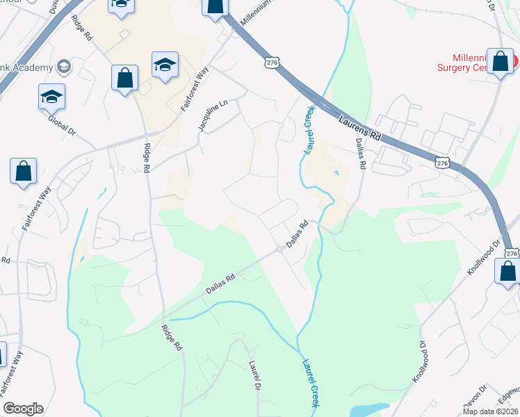 map of restaurants, bars, coffee shops, grocery stores, and more near 40 Vantross Lane in Greenville
