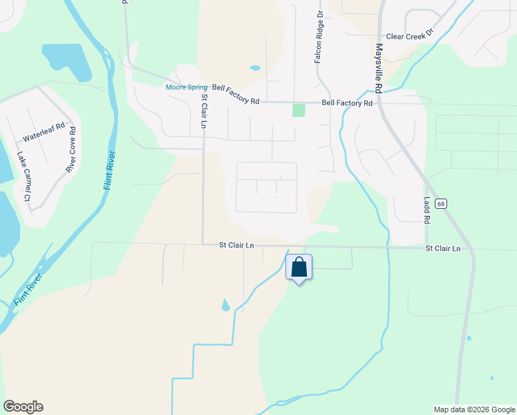 map of restaurants, bars, coffee shops, grocery stores, and more near 100 School Bell Lane in Huntsville