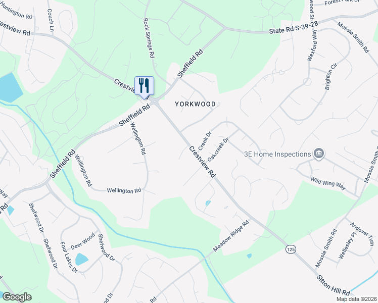 map of restaurants, bars, coffee shops, grocery stores, and more near 1511 Crestview Road in Easley