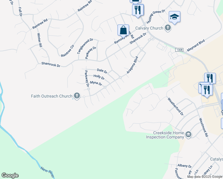 map of restaurants, bars, coffee shops, grocery stores, and more near 504 Holly Court in Jacksonville