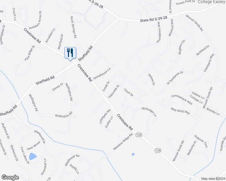 map of restaurants, bars, coffee shops, grocery stores, and more near 201 Oakcreek Drive in Easley