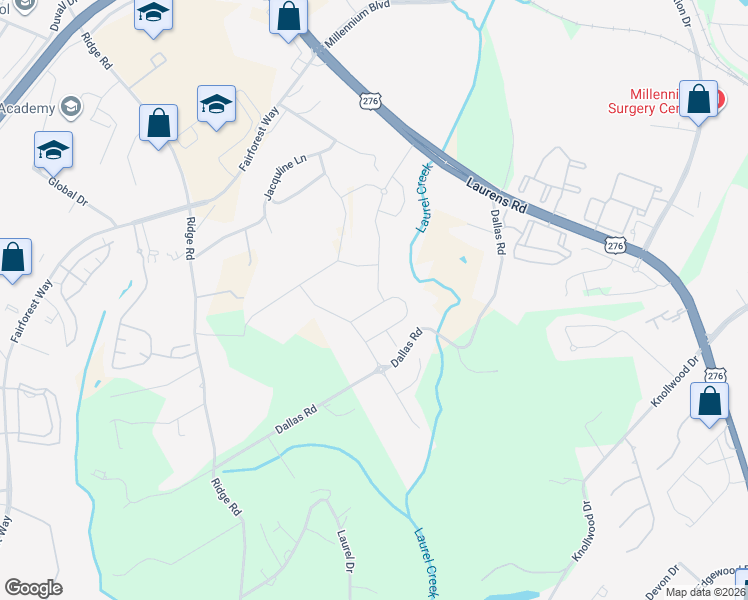 map of restaurants, bars, coffee shops, grocery stores, and more near 207 Thurgood Lane in Greenville