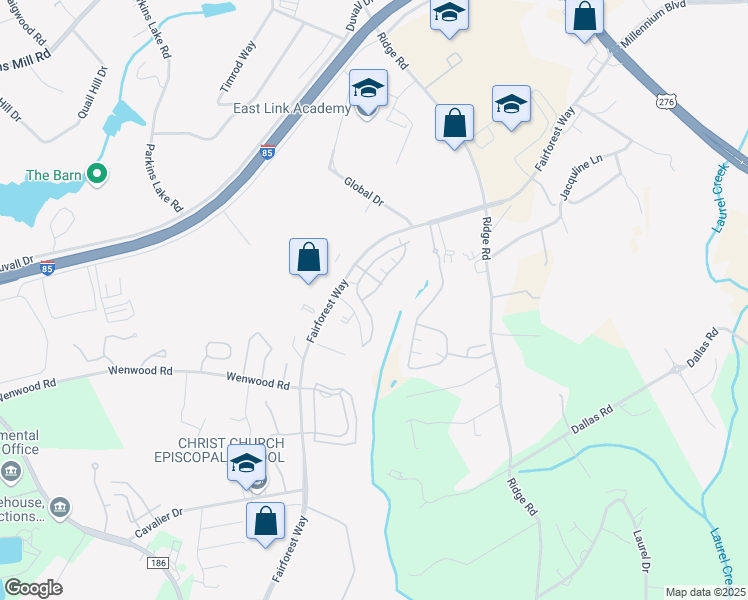 map of restaurants, bars, coffee shops, grocery stores, and more near 221 Fairforest Way in Greenville