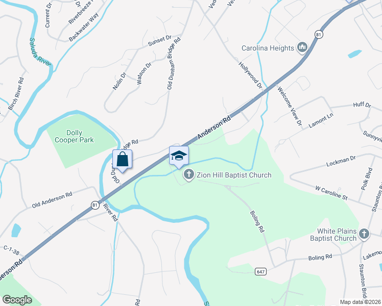 map of restaurants, bars, coffee shops, grocery stores, and more near 135 West Old Anderson Road in Greenville