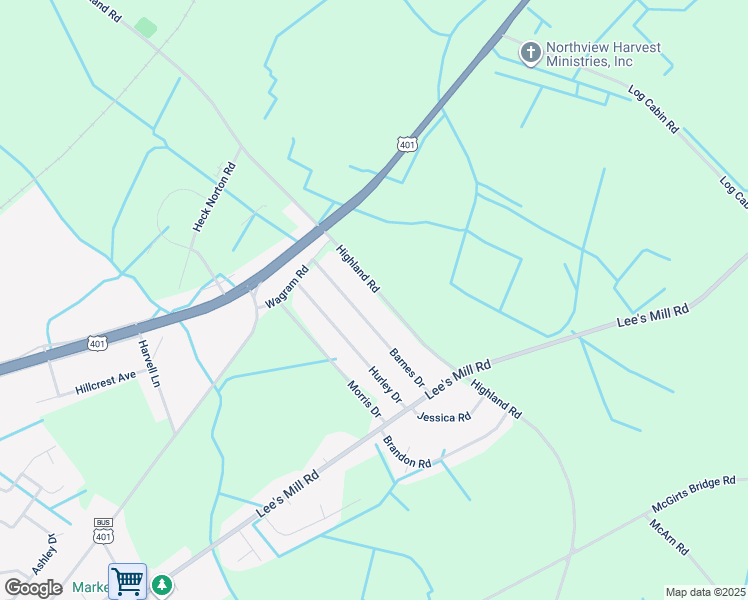 map of restaurants, bars, coffee shops, grocery stores, and more near 17220 Highland Road in Laurinburg