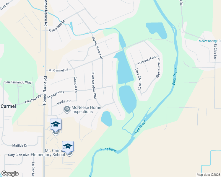 map of restaurants, bars, coffee shops, grocery stores, and more near 128 Break Water Drive in Huntsville
