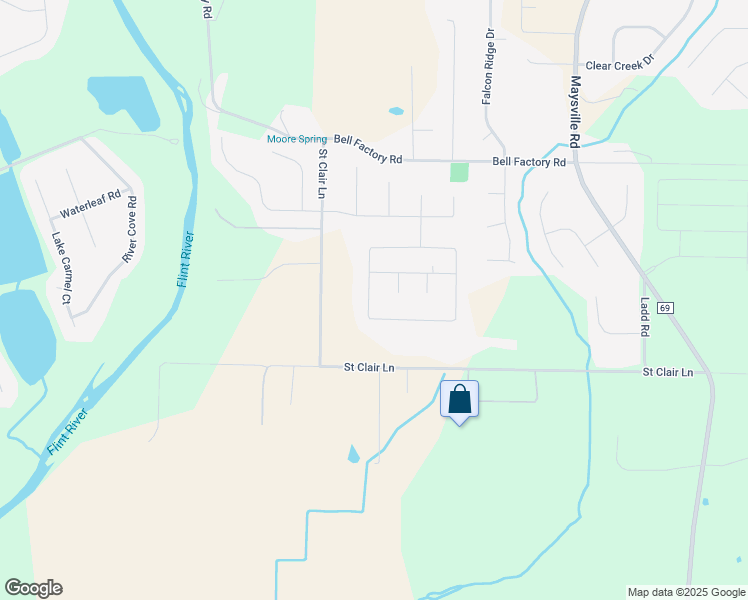 map of restaurants, bars, coffee shops, grocery stores, and more near 91 Dinner Tree Square in Huntsville