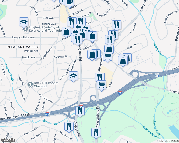 map of restaurants, bars, coffee shops, grocery stores, and more near 8a Traynham Street in Greenville