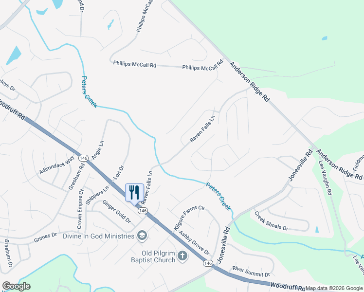 map of restaurants, bars, coffee shops, grocery stores, and more near 1 Copperdale Drive in Greer