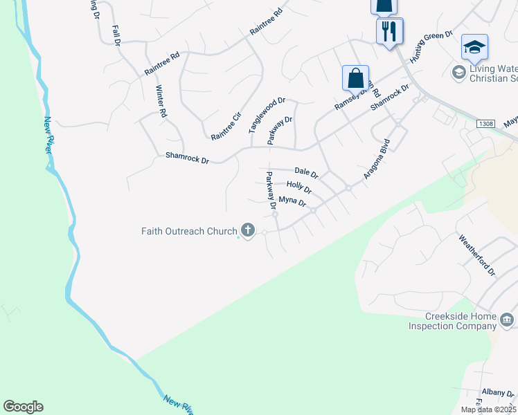 map of restaurants, bars, coffee shops, grocery stores, and more near 305 Myna Drive in Jacksonville