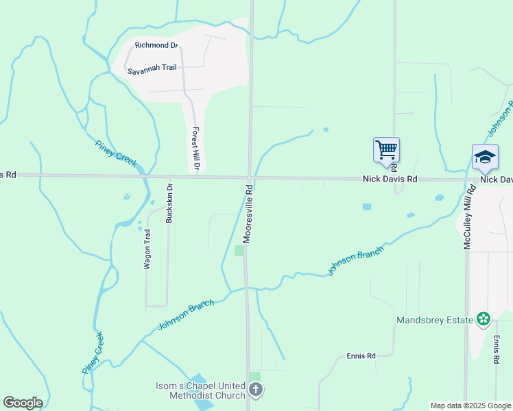 map of restaurants, bars, coffee shops, grocery stores, and more near 16910 Mooresville Road in Athens