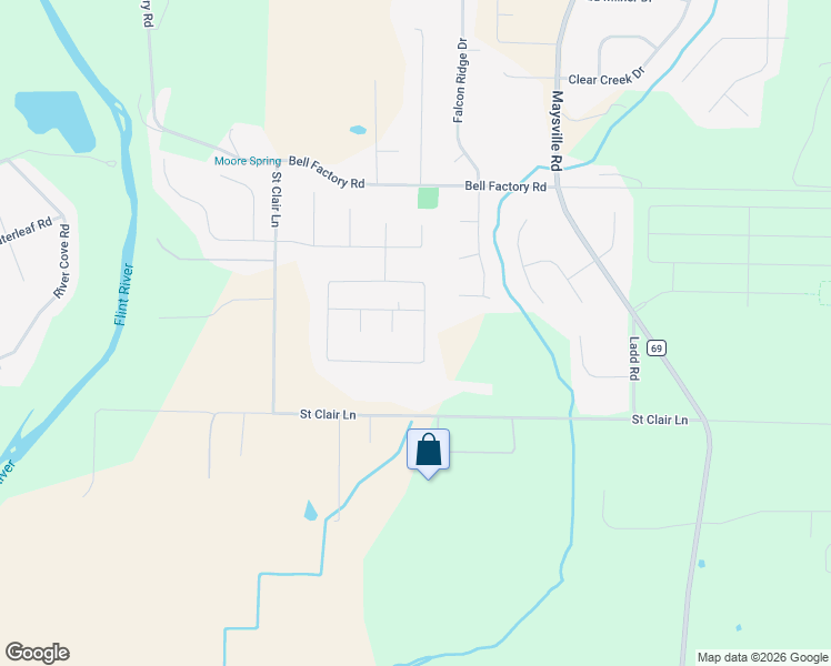 map of restaurants, bars, coffee shops, grocery stores, and more near 246 Dinner Tree Square in Huntsville