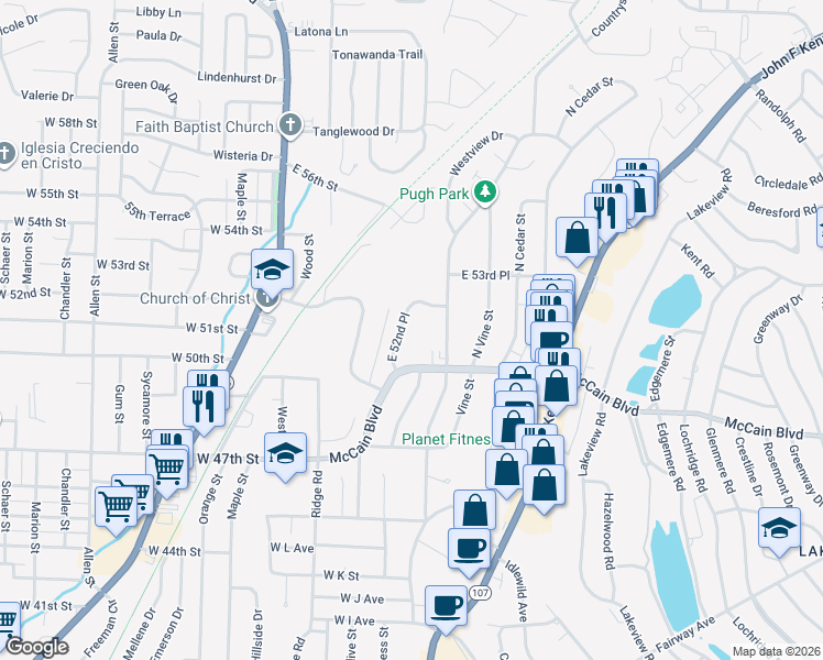map of restaurants, bars, coffee shops, grocery stores, and more near 441 McCain Boulevard in North Little Rock