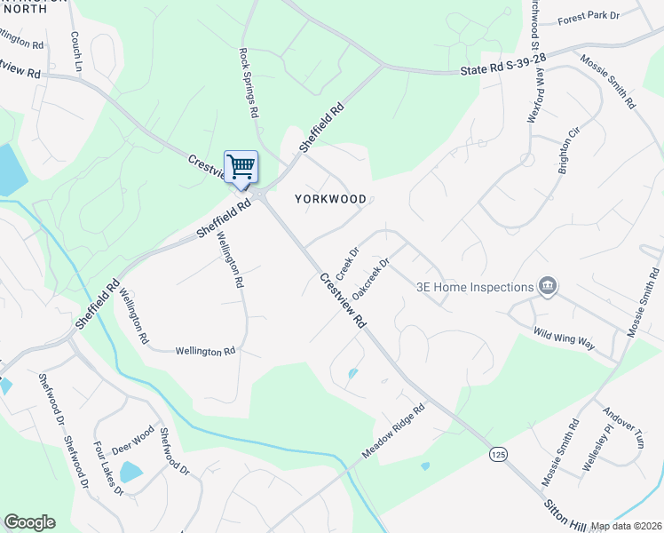map of restaurants, bars, coffee shops, grocery stores, and more near 1511 Crestview Road in Easley