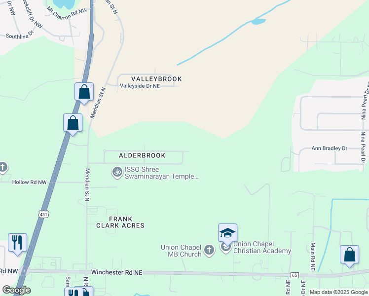 map of restaurants, bars, coffee shops, grocery stores, and more near 239 Dormont Drive Northeast in Huntsville
