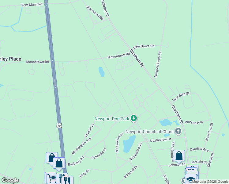 map of restaurants, bars, coffee shops, grocery stores, and more near 113-121 Coachman Lane in Newport