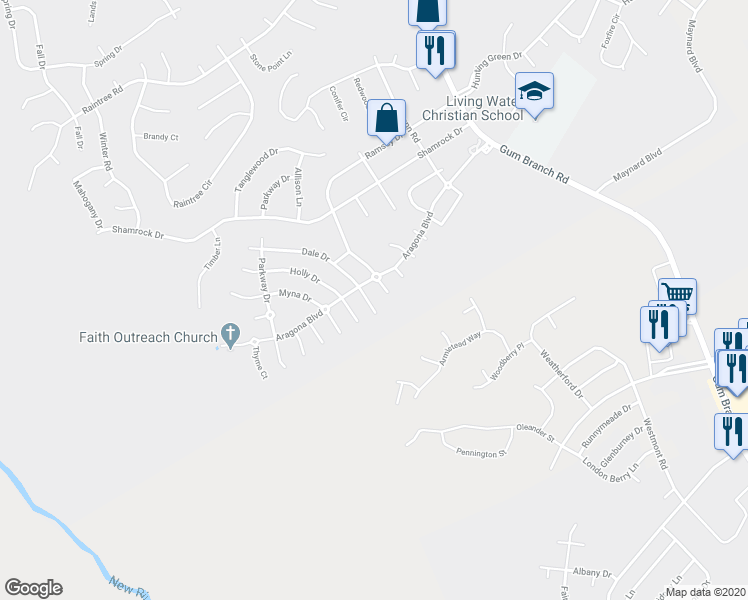 map of restaurants, bars, coffee shops, grocery stores, and more near 505 Dale Court in Jacksonville