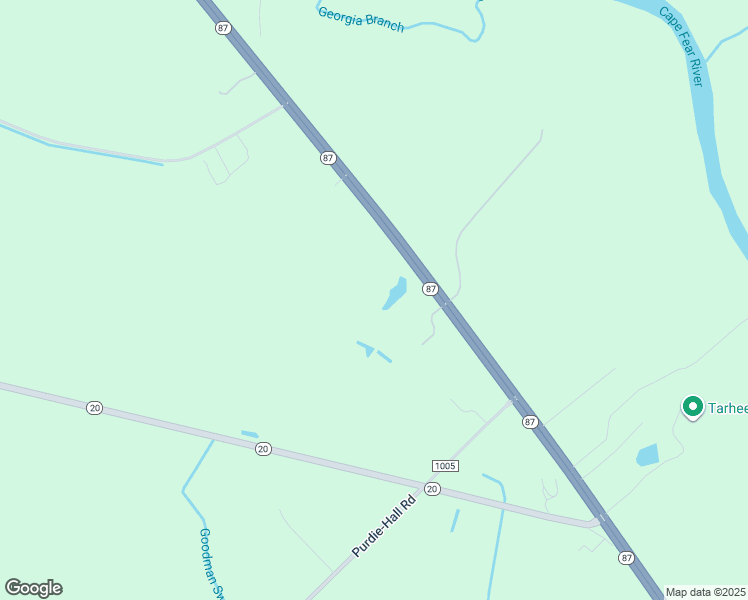 map of restaurants, bars, coffee shops, grocery stores, and more near 20079 North Carolina 87 in Tar Heel