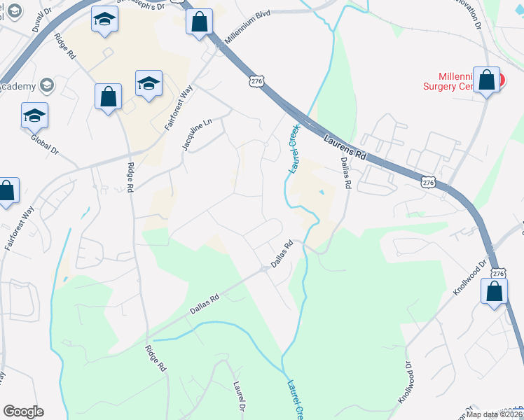 map of restaurants, bars, coffee shops, grocery stores, and more near 207 Thurgood Lane in Greenville