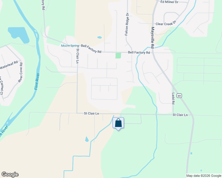 map of restaurants, bars, coffee shops, grocery stores, and more near 246 Dinner Tree Square in Huntsville