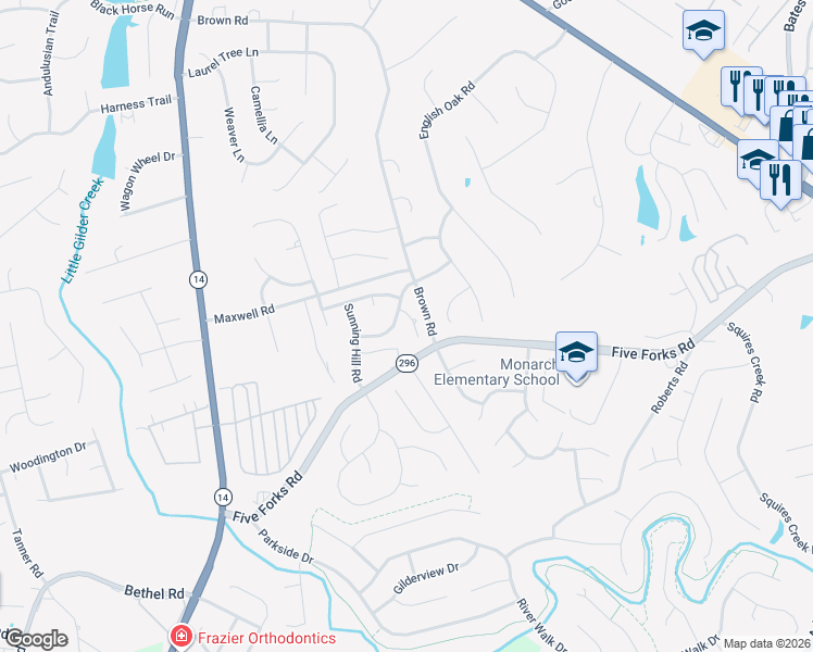 map of restaurants, bars, coffee shops, grocery stores, and more near 4 Stonemason Court in Simpsonville