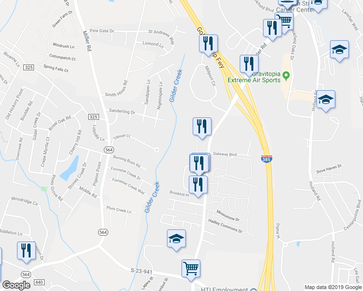 map of restaurants, bars, coffee shops, grocery stores, and more near 305 Pampas Court in Mauldin