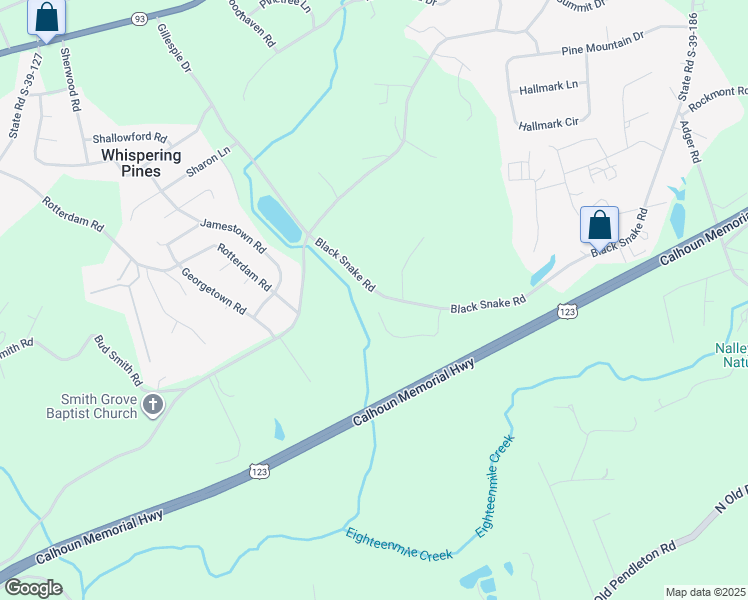 map of restaurants, bars, coffee shops, grocery stores, and more near 911 Black Snake Road in Easley