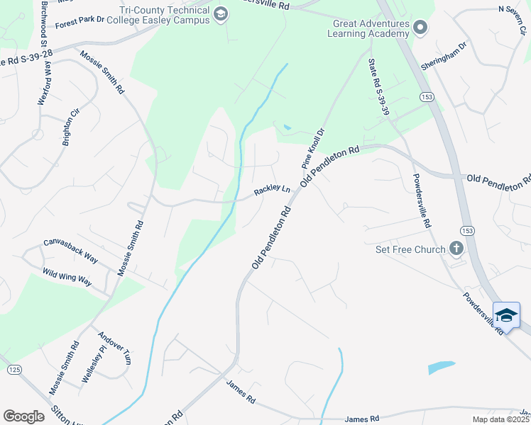 map of restaurants, bars, coffee shops, grocery stores, and more near 1710 Old Pendleton Road in Easley