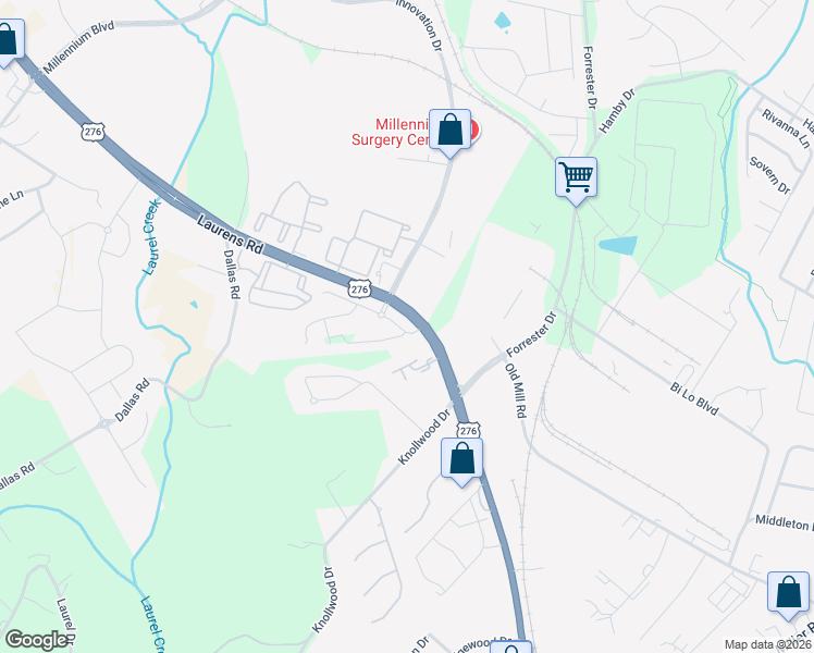 map of restaurants, bars, coffee shops, grocery stores, and more near 901 North Main Street in Mauldin