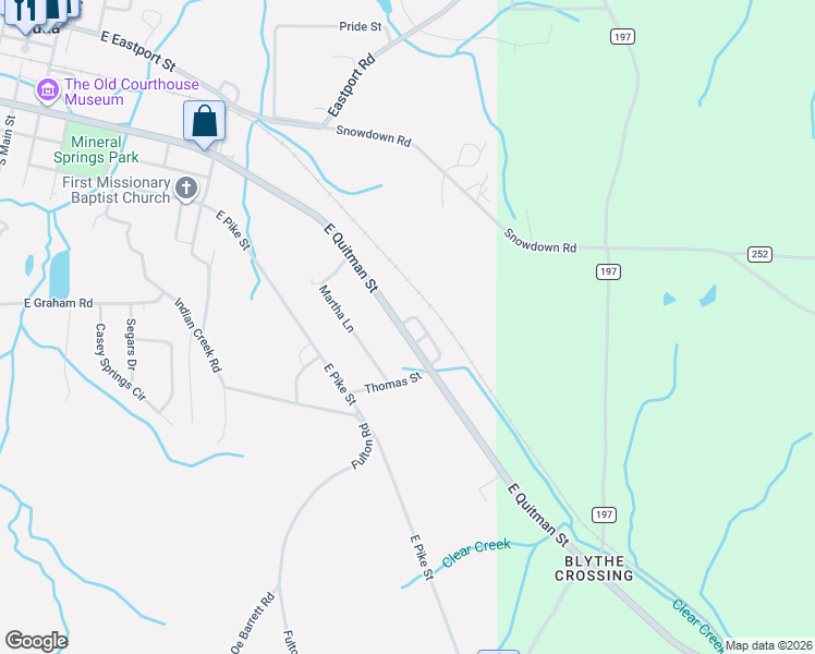 map of restaurants, bars, coffee shops, grocery stores, and more near 1320 East Quitman Street in Iuka