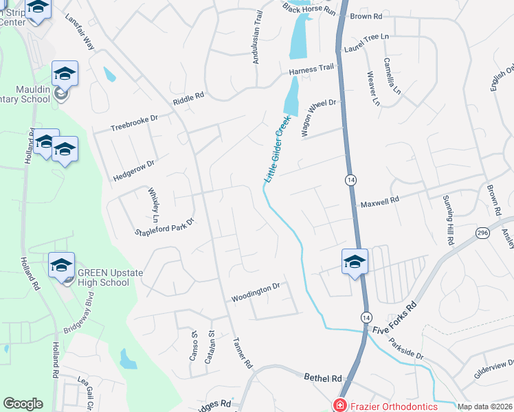 map of restaurants, bars, coffee shops, grocery stores, and more near 423 Summergreen Way in Greenville