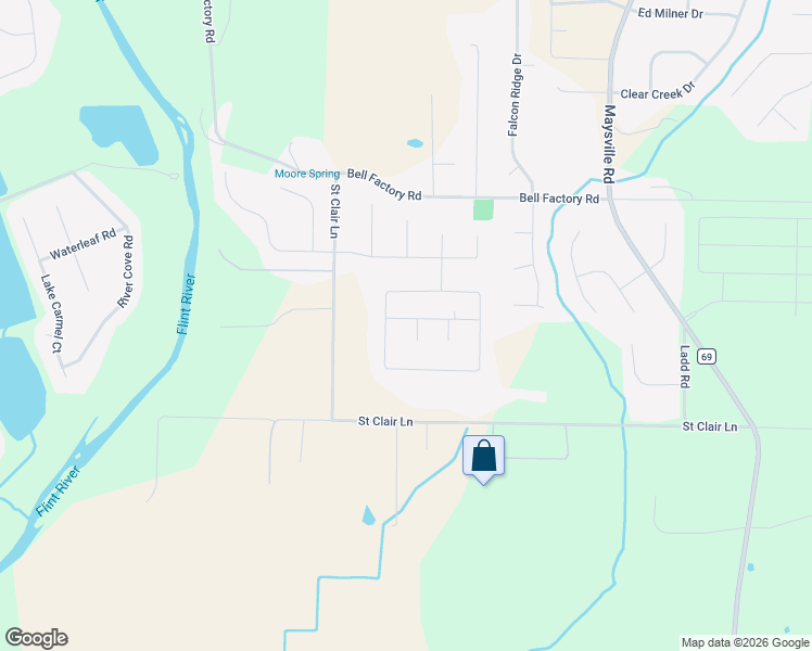map of restaurants, bars, coffee shops, grocery stores, and more near 91 Dinner Tree Square in Huntsville