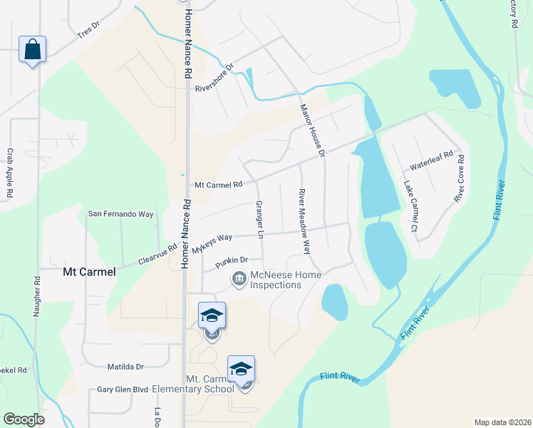 map of restaurants, bars, coffee shops, grocery stores, and more near 123 Mykeys Way in Huntsville