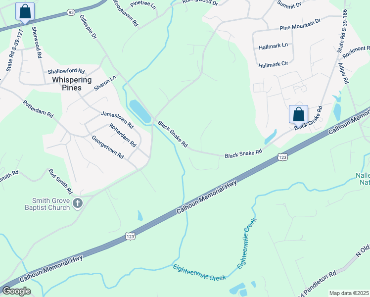 map of restaurants, bars, coffee shops, grocery stores, and more near 915 Black Snake Road in Easley
