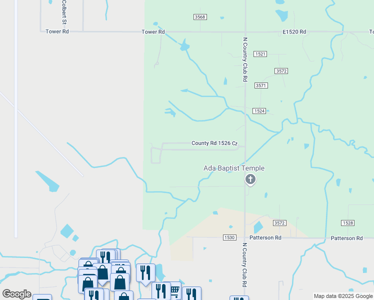 map of restaurants, bars, coffee shops, grocery stores, and more near 16744 1526 Court in Ada
