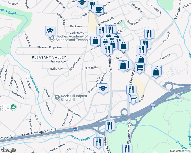 map of restaurants, bars, coffee shops, grocery stores, and more near 9 Collinson Road in Greenville