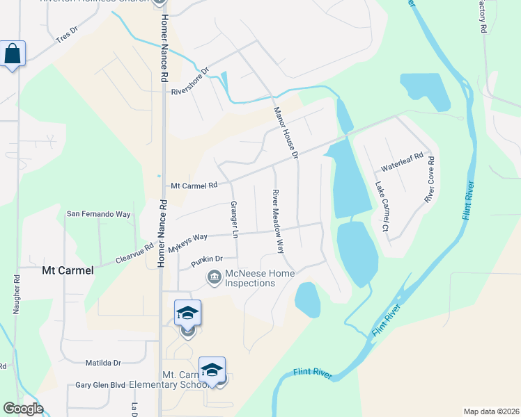 map of restaurants, bars, coffee shops, grocery stores, and more near 111 Ivy Green Lane in Huntsville