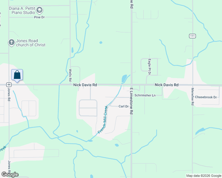 map of restaurants, bars, coffee shops, grocery stores, and more near 27358 Nick Davis Road in Athens