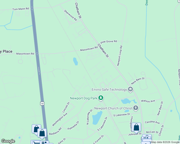 map of restaurants, bars, coffee shops, grocery stores, and more near 805-807 Sand Hills Drive in Newport