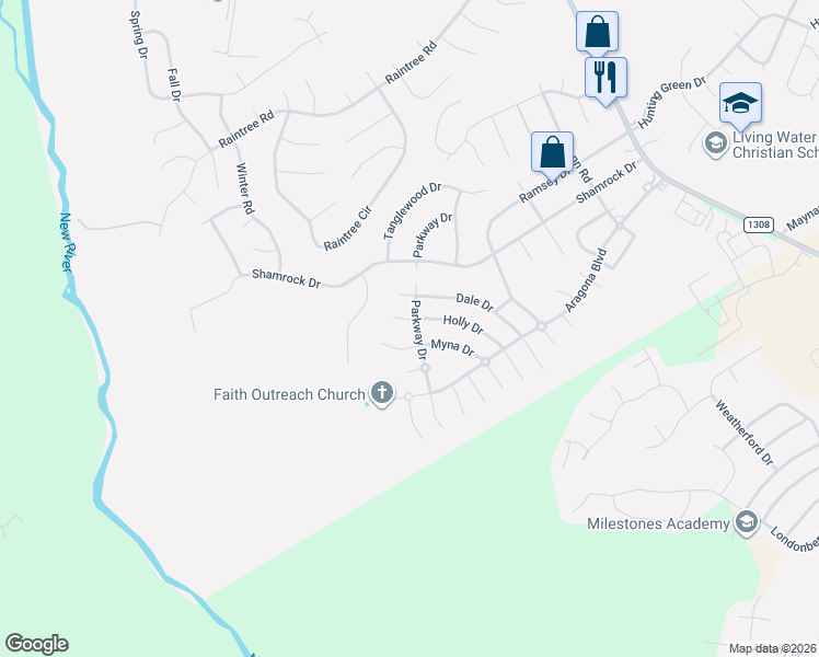 map of restaurants, bars, coffee shops, grocery stores, and more near 424 Holly Drive in Jacksonville