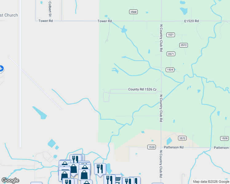 map of restaurants, bars, coffee shops, grocery stores, and more near 16694 1526 Court in Ada